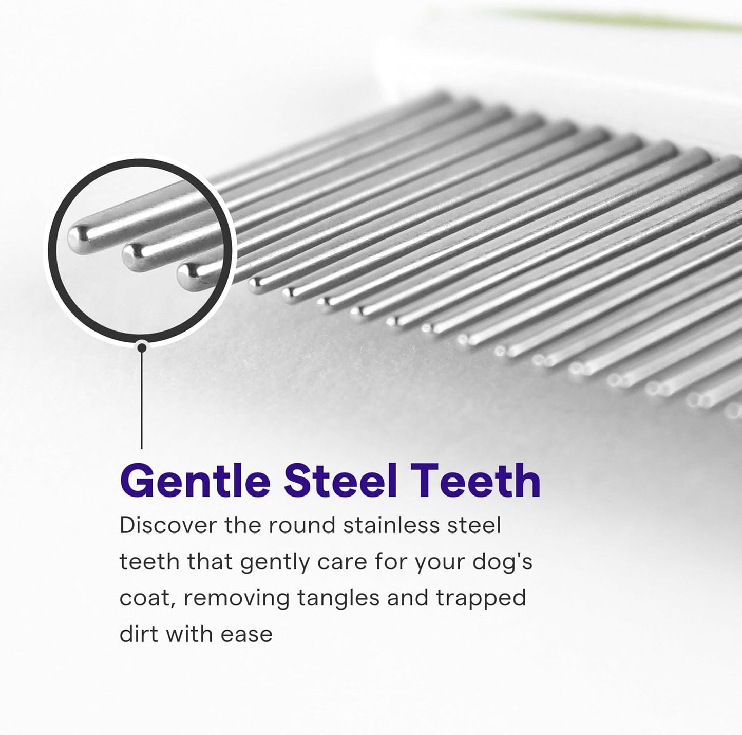 Luxury Dog & Cat Grooming Comb – Stainless Steel Anti-Scratch Teeth with Non-Slip Handle & Free Grooming Guide