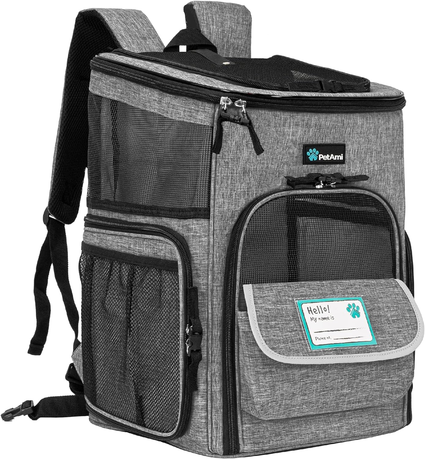 JetPaws™ Deluxe Charcoal Pet Backpack Carrier – Airline Approved, Ventilated & Ergonomic for Stylish Travel with Dogs & Cats Up to 18 lbs