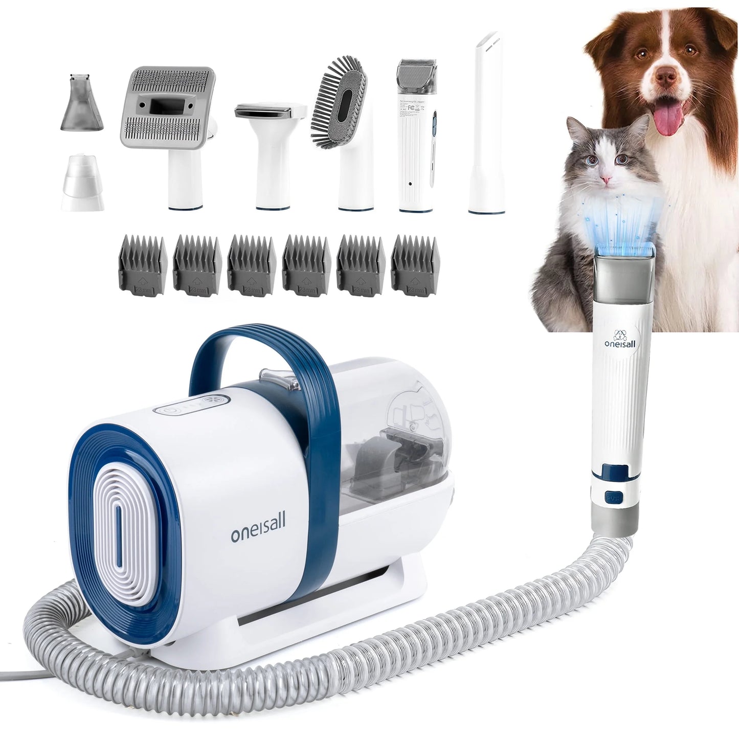 7-in-1 Luxury Dog Grooming Kit with Low-Noise Vacuum, 1.5L Dust Cup & Professional Tools for Shedding, Trimming & Home Cleaning