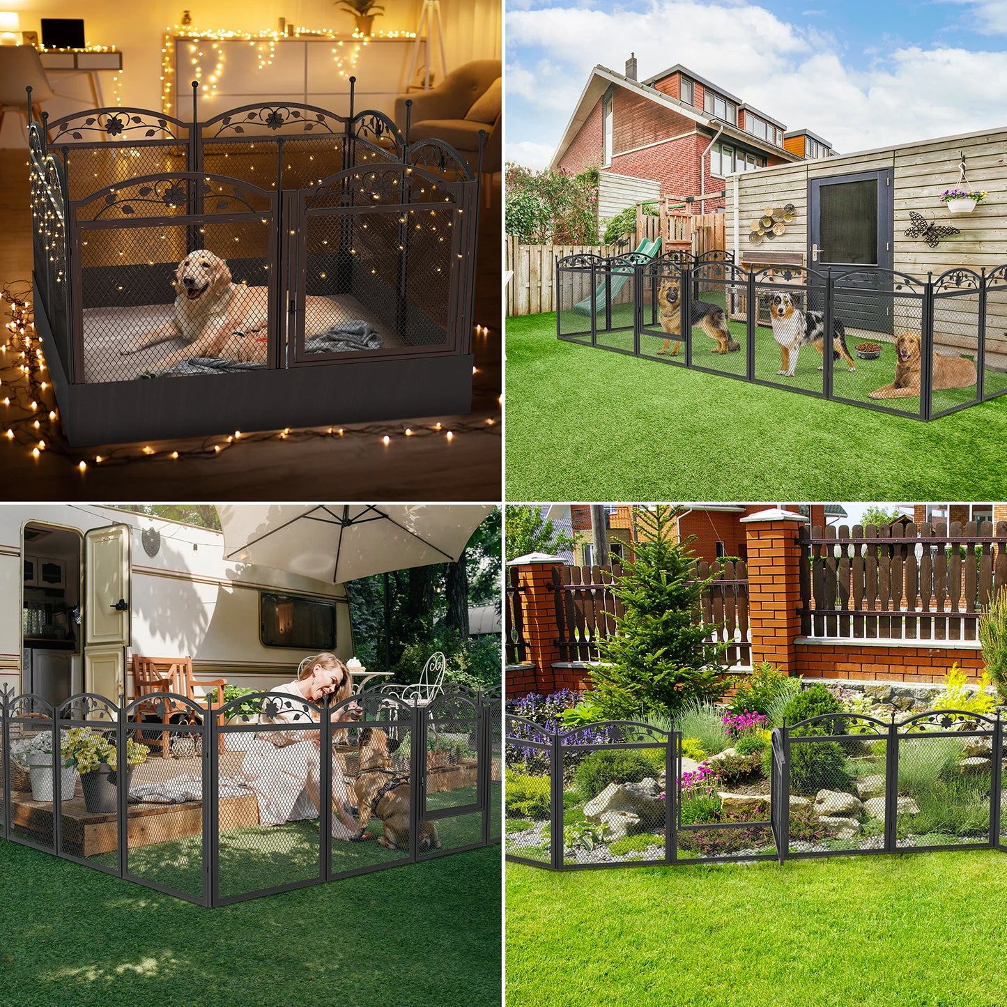 EliteFold™ Luxury 8-Panel Dog Playpen Fence with Waterproof Pad – Heavy-Duty Indoor Outdoor Puppy Exercise Crate