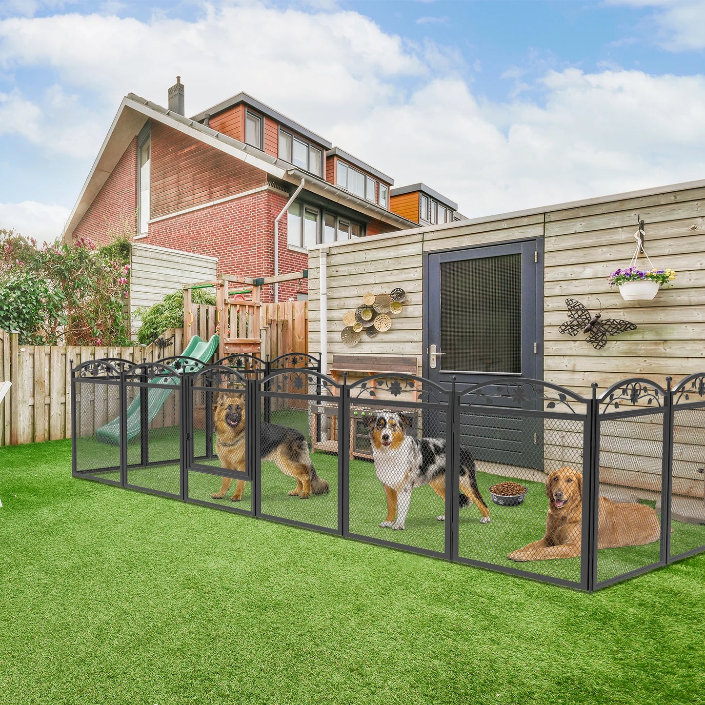 EliteFold™ Luxury 8-Panel Dog Playpen Fence with Waterproof Pad – Heavy-Duty Indoor Outdoor Puppy Exercise Crate