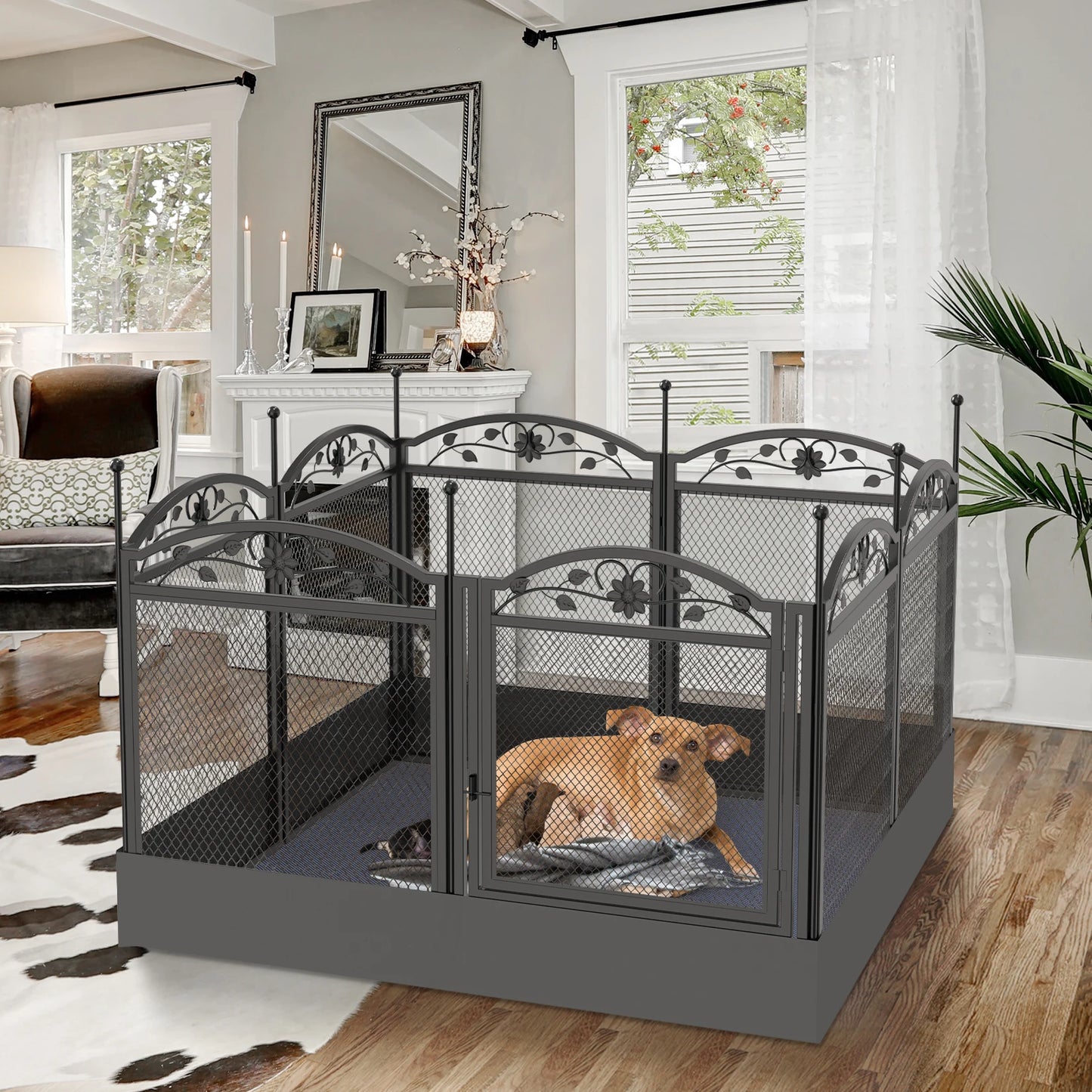 EliteFold™ Luxury 8-Panel Dog Playpen Fence with Waterproof Pad – Heavy-Duty Indoor Outdoor Puppy Exercise Crate