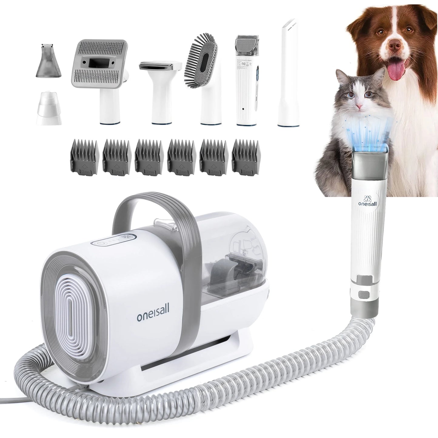 7-in-1 Luxury Dog Grooming Kit with Low-Noise Vacuum, 1.5L Dust Cup & Professional Tools for Shedding, Trimming & Home Cleaning