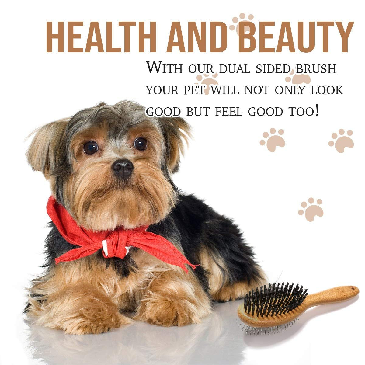 Luxury Bamboo Dog & Cat Grooming Brush – Double-Sided Slicker with Natural Bristles & Massage Pins for Shedding, Detangling & Coat Shine