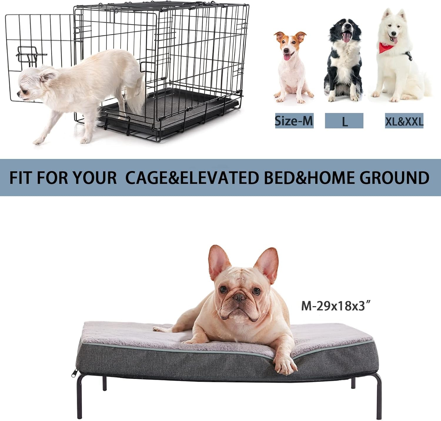 URGVANZ PET Orthopedic Cooling Memory Foam Dog Bed – Medium, 35" x 22" x 3", Plush Faux Fur, Waterproof Lining, CertiPUR-US Certified, Washable Cover, Joint Support