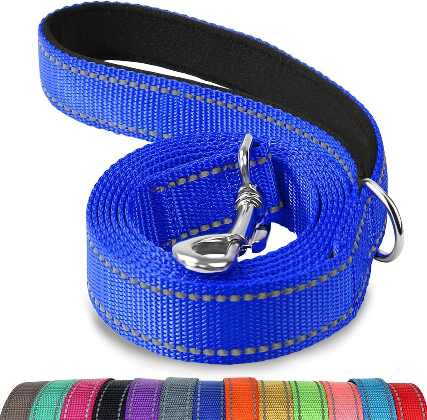 Joytale Luxe Double-Sided Reflective Dog Leash – Heavy-Duty Padded Nylon, 5FT Orange Lead for Medium & Large Dogs, Night Safety + Comfort Grip