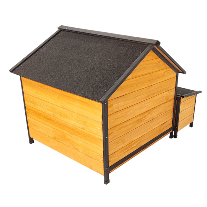 Luxury Outdoor Wooden Dog House with Feeding Station & Toy Storage – Durable, Weatherproof Haven for Multiple Dogs