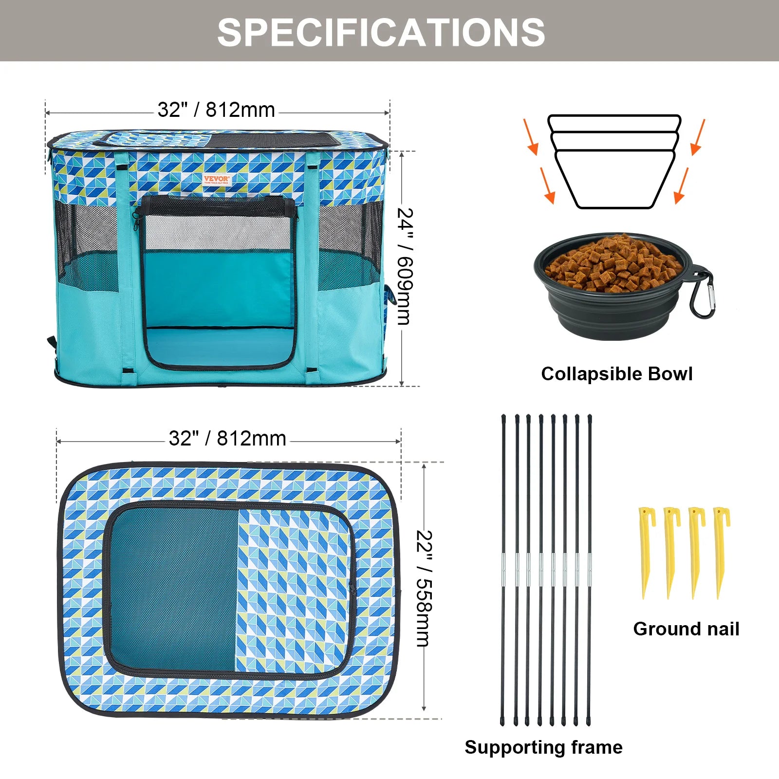 Deluxe Foldable Pet Playpen – Waterproof Puppy & Cat Tent Crate with 360° Mesh View, Oxford Fabric & Travel Design for Indoor & Outdoor Use