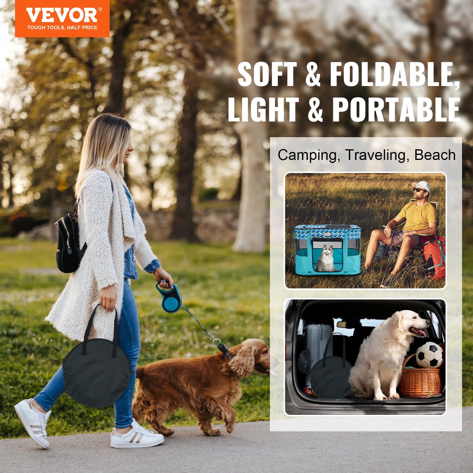 Deluxe Foldable Pet Playpen – Waterproof Puppy & Cat Tent Crate with 360° Mesh View, Oxford Fabric & Travel Design for Indoor & Outdoor Use