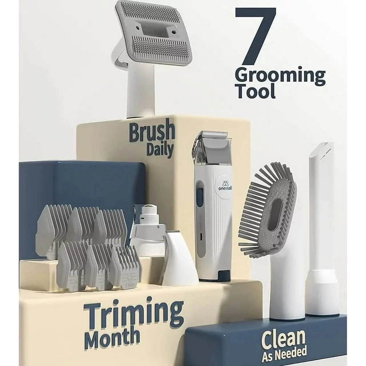 7-in-1 Luxury Dog Grooming Kit with Low-Noise Vacuum, 1.5L Dust Cup & Professional Tools for Shedding, Trimming & Home Cleaning