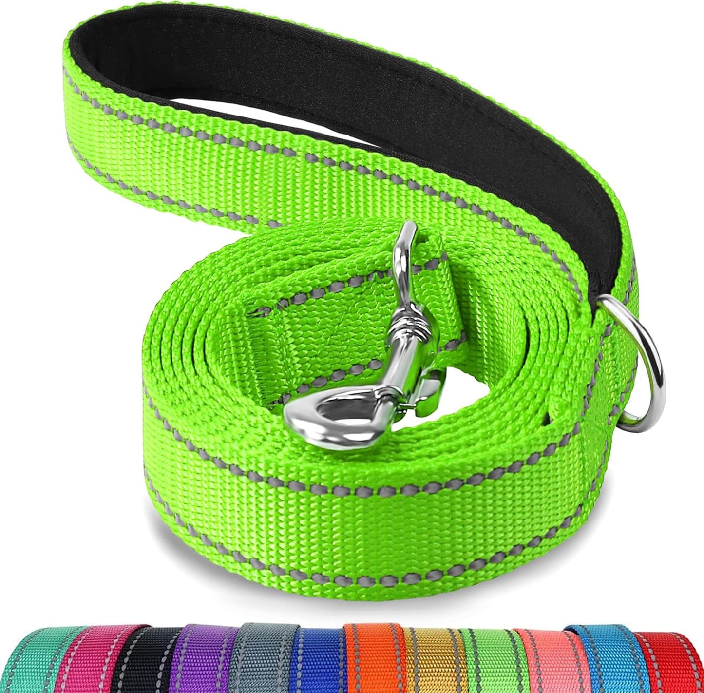 Joytale Luxe Double-Sided Reflective Dog Leash – Heavy-Duty Padded Nylon, 5FT Orange Lead for Medium & Large Dogs, Night Safety + Comfort Grip