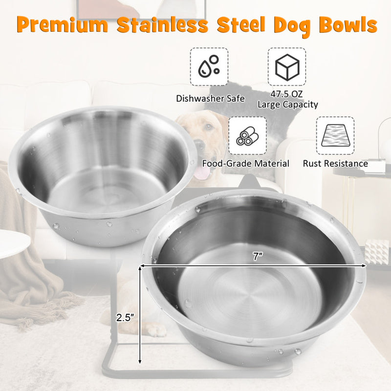 Elevated Dog Bowl Stand with Adjustable Heights – Industrial Bamboo & Stainless Steel Feeder for Medium to Large Dogs