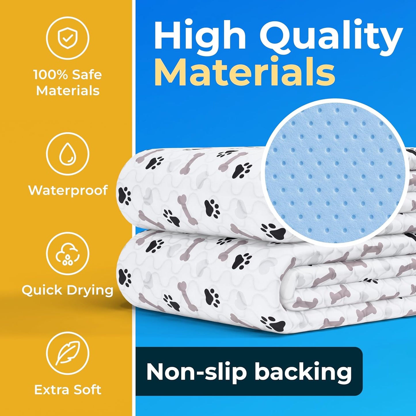  Luxury Washable Pee Pads for Dogs : Waterproof, Chew-Proof, Reusable Puppy Training Pads with Anti-Slip Backing (2-Pack, 30x34”) for Playpen, Crate, & Whelping Box