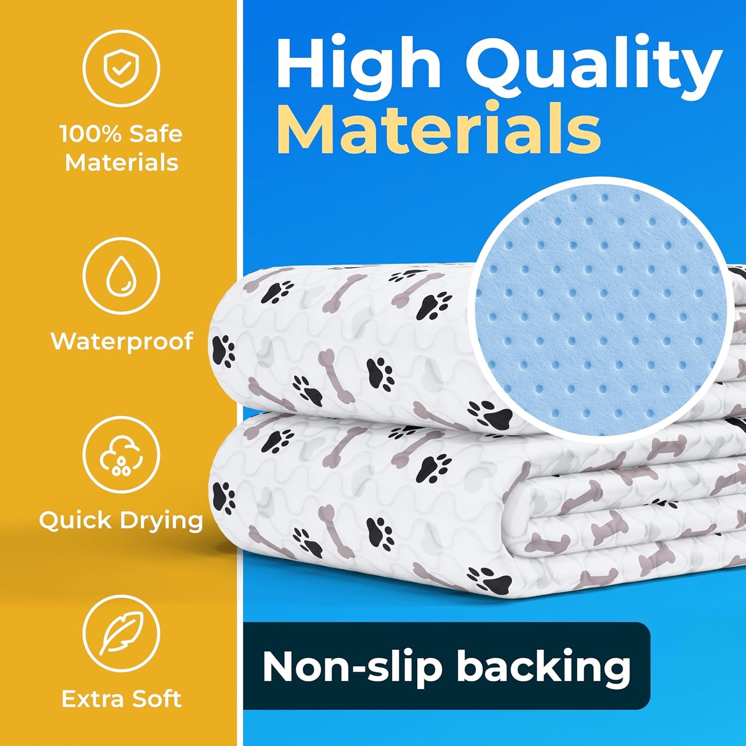  Luxury Washable Pee Pads for Dogs : Waterproof, Chew-Proof, Reusable Puppy Training Pads with Anti-Slip Backing (2-Pack, 30x34”) for Playpen, Crate, & Whelping Box