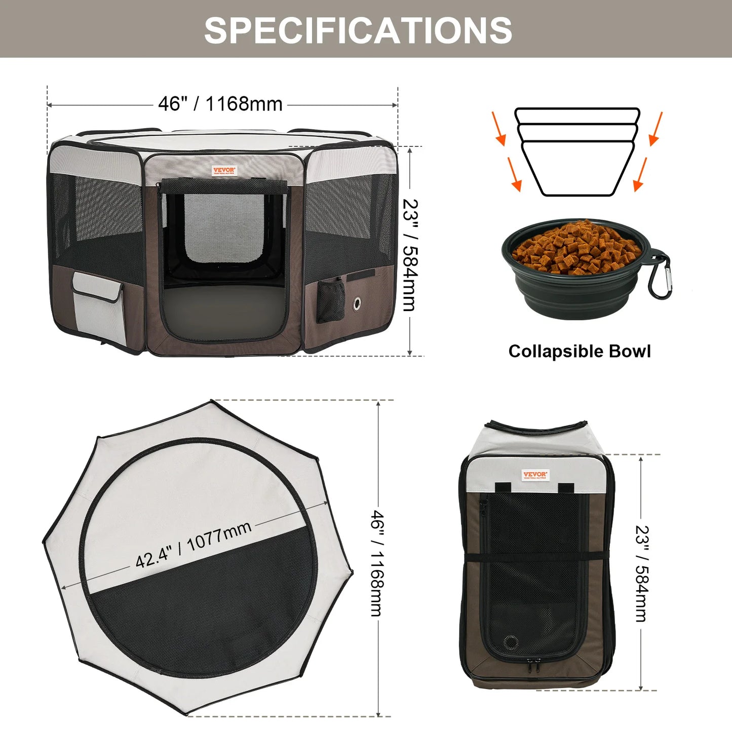 Deluxe Foldable Pet Playpen – Waterproof Puppy & Cat Tent Crate with 360° Mesh View, Oxford Fabric & Travel Design for Indoor & Outdoor Use