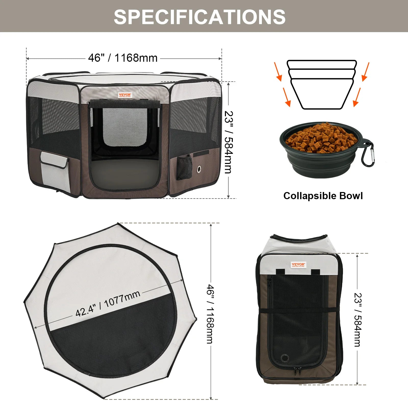 Deluxe Foldable Pet Playpen – Waterproof Puppy & Cat Tent Crate with 360° Mesh View, Oxford Fabric & Travel Design for Indoor & Outdoor Use
