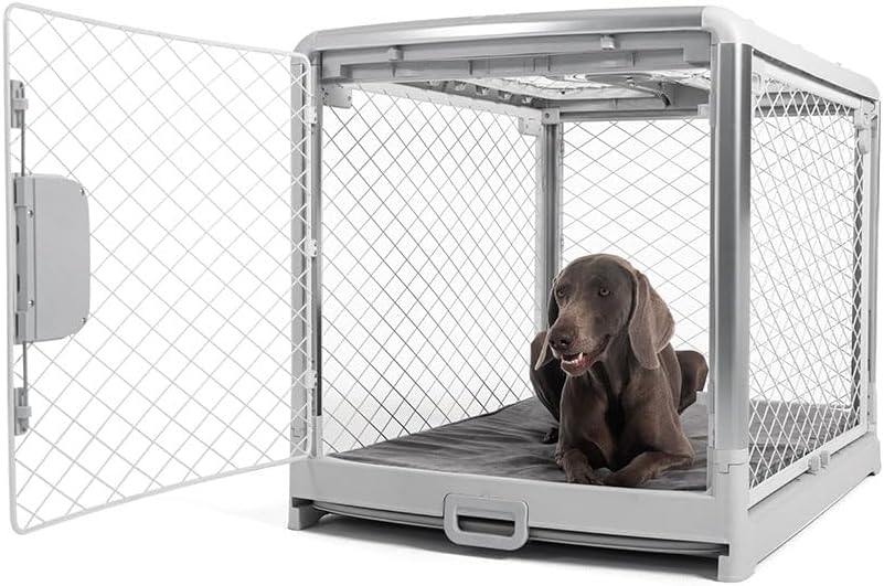 Revol™ Premium Collapsible Dog Crate with Wheels – Chic Foldable Indoor Kennel for Safe, Stylish, Stress-Free Living (Ash, Medium)