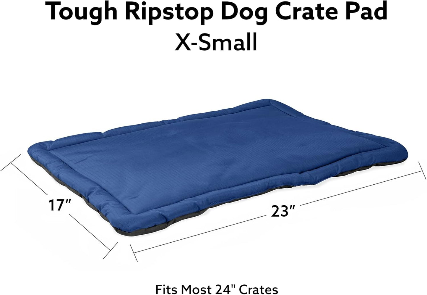 Tough Ripstop Dog Crate Pad : X-Small Blue Quartz, Ultra-Durable, Machine Washable, Non-Slip, Eco-Friendly Comfort for Wire Crates