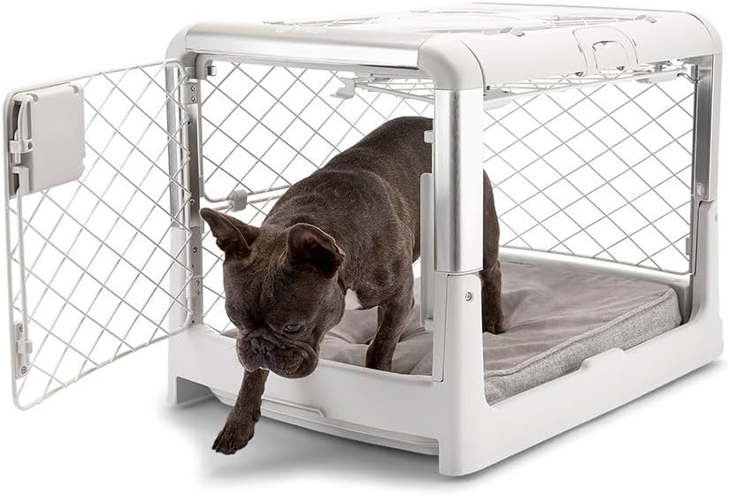 Revol™ Premium Collapsible Dog Crate with Wheels – Chic Foldable Indoor Kennel for Safe, Stylish, Stress-Free Living (Ash, Medium)