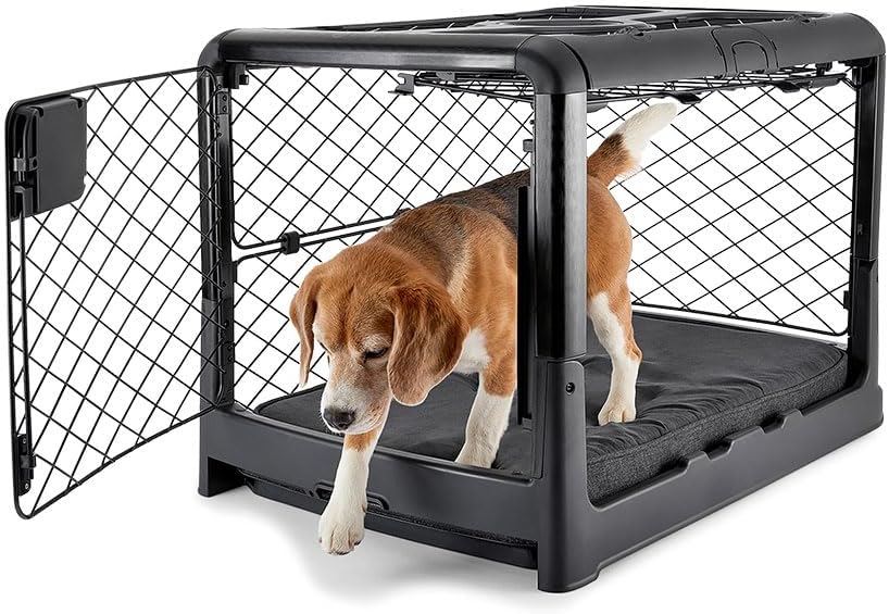 Revol™ Premium Collapsible Dog Crate with Wheels – Chic Foldable Indoor Kennel for Safe, Stylish, Stress-Free Living (Ash, Medium)