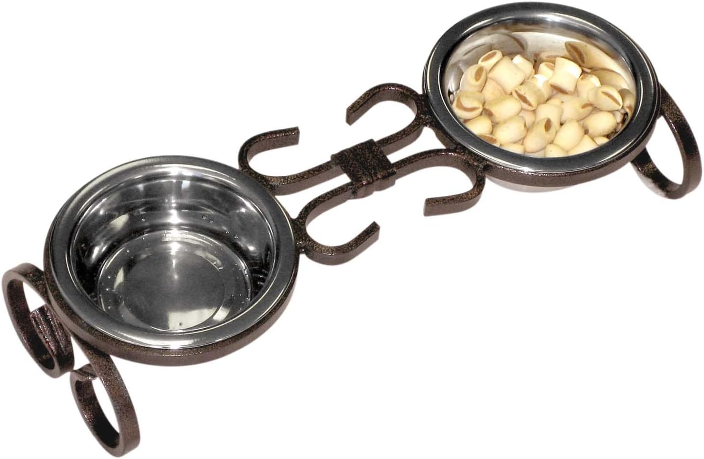 SilverPaw™ Classic Wrought Iron Elevated Dog Feeder – 3 Quart Bowls, 10” Raised Stand for Large Breeds