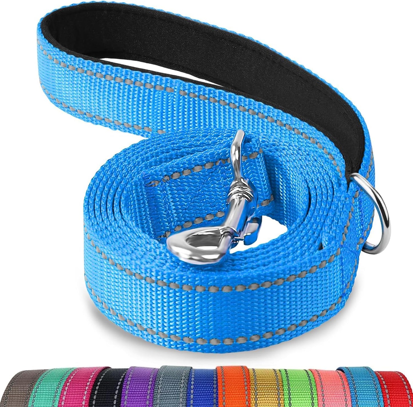 Joytale Luxe Double-Sided Reflective Dog Leash – Heavy-Duty Padded Nylon, 5FT Orange Lead for Medium & Large Dogs, Night Safety + Comfort Grip