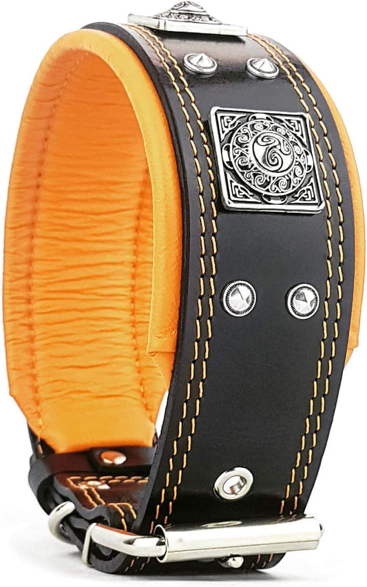Black Eros Leather Dog Collar – 2.5” Wide, Padded for Comfort, Handmade for Big Dogs