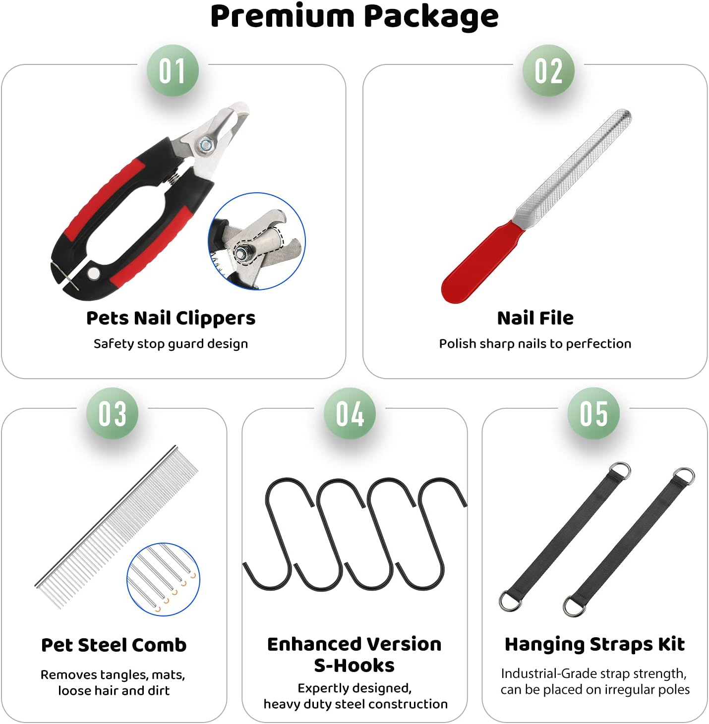 Luxury Dog Grooming Hammock Harness – Professional Pet Sling with Nail Clippers, Nail File & Comb for Large Breeds (Under 80 lbs)
