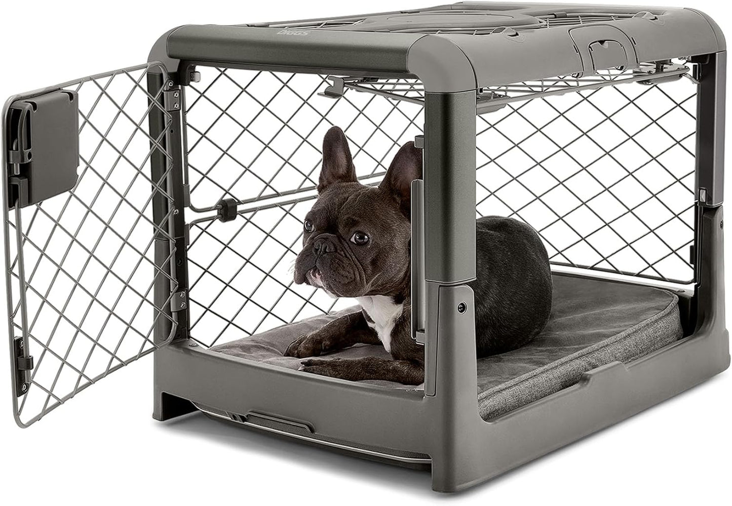 Revol™ Premium Collapsible Dog Crate with Wheels – Chic Foldable Indoor Kennel for Safe, Stylish, Stress-Free Living (Ash, Medium)