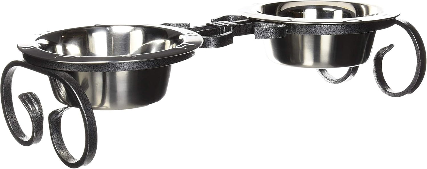 SilverPaw™ Classic Wrought Iron Elevated Dog Feeder – 3 Quart Bowls, 10” Raised Stand for Large Breeds