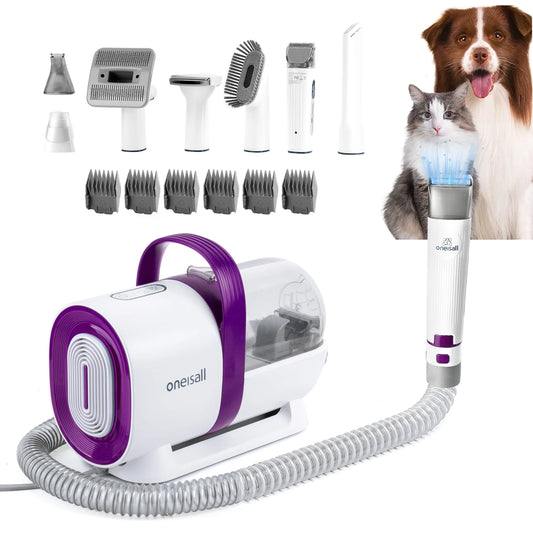 7-in-1 Luxury Dog Grooming Kit with Low-Noise Vacuum, 1.5L Dust Cup & Professional Tools for Shedding, Trimming & Home Cleaning