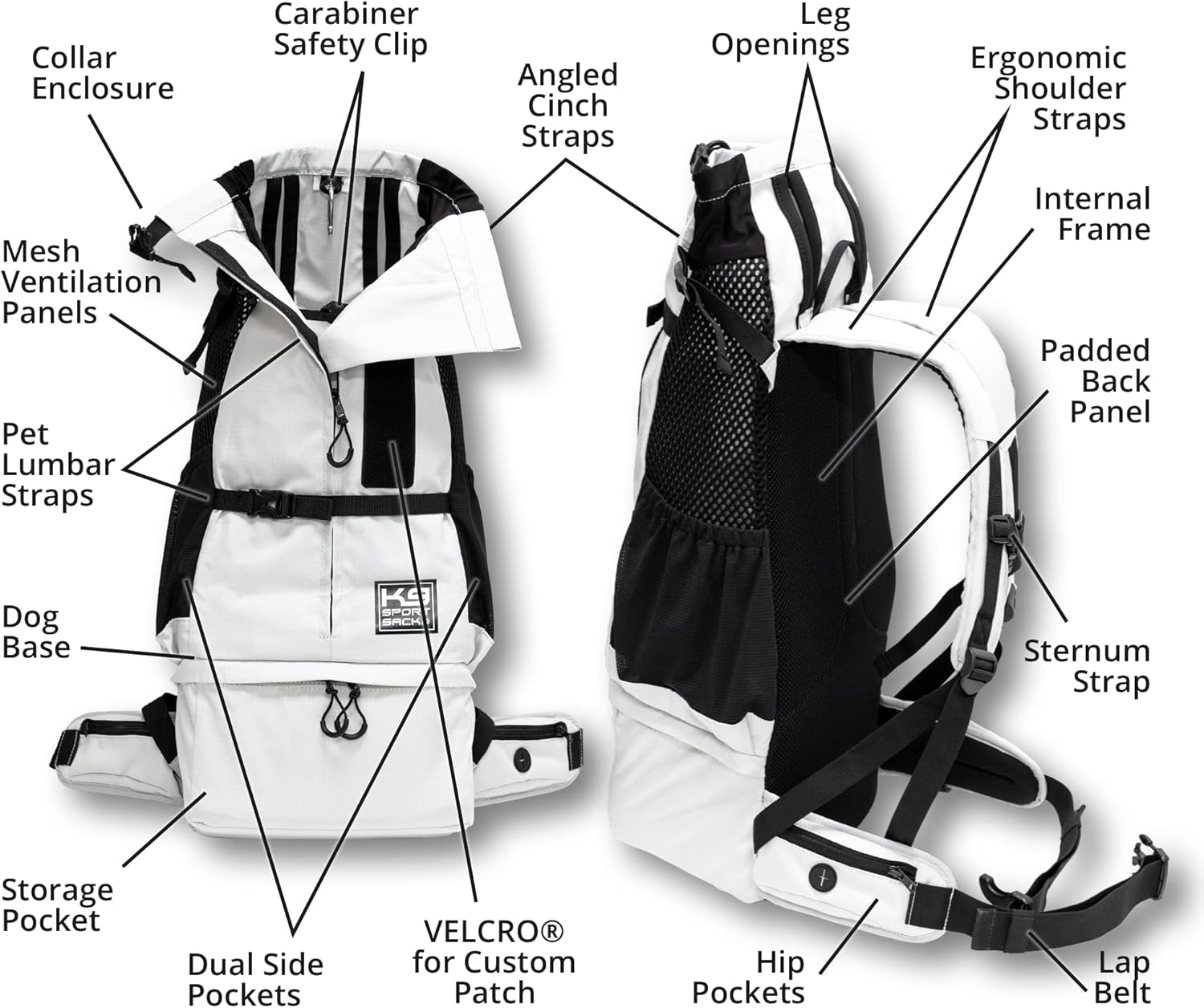 Knavigate™ XL Luxury Dog Carrier Backpack – Lunar Rock | Ergonomic, Airline-Approved Travel Gear for Large Breeds (23–25" Back Length)