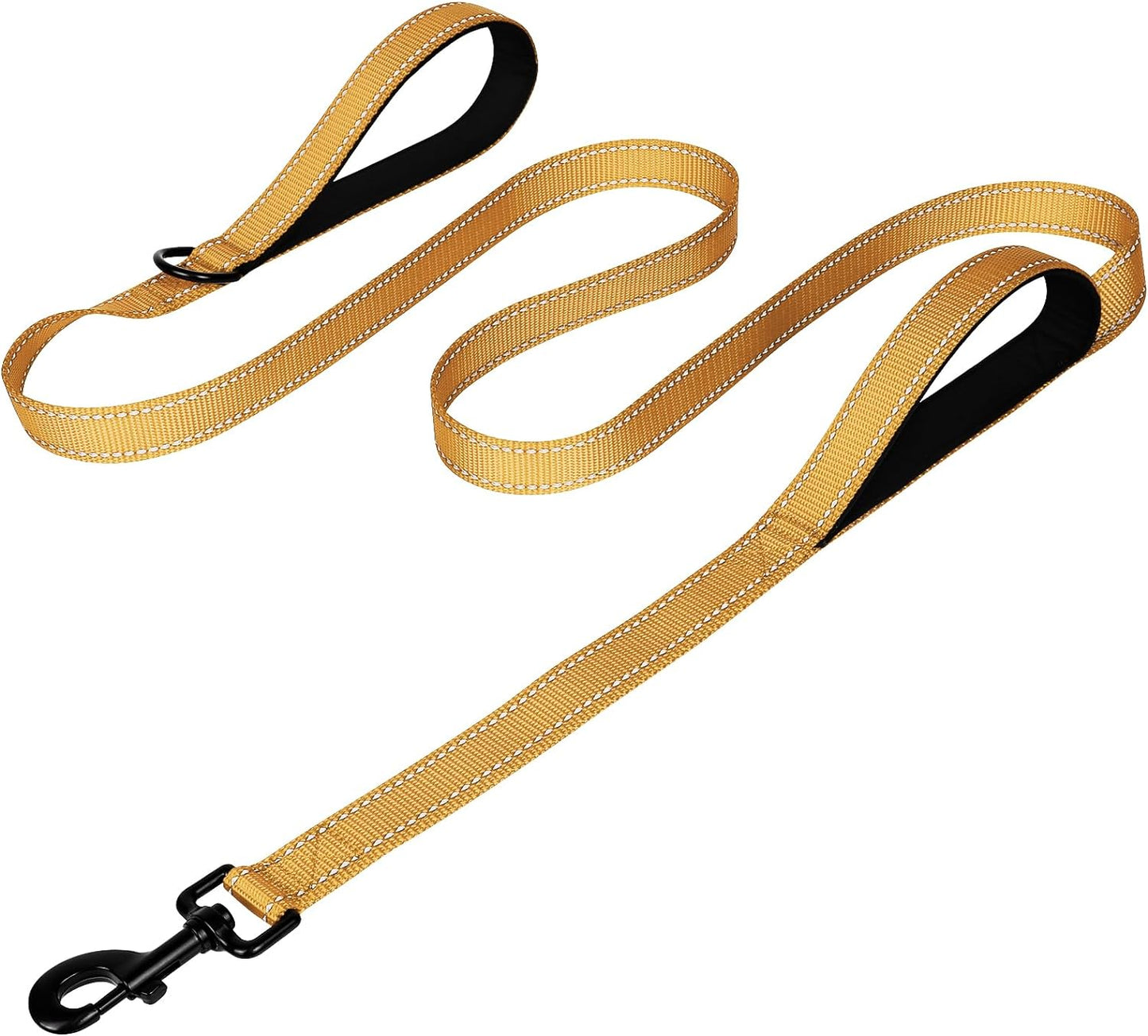 Joytale Luxe Double-Sided Reflective Dog Leash – Heavy-Duty Padded Nylon, 5FT Orange Lead for Medium & Large Dogs, Night Safety + Comfort Grip