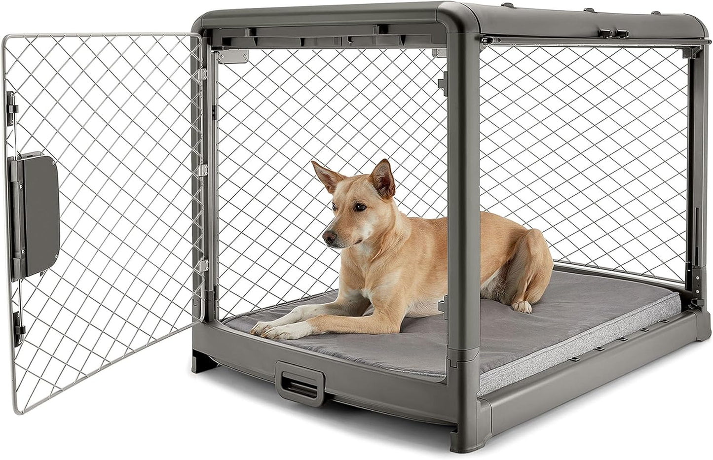 Revol™ Premium Collapsible Dog Crate with Wheels – Chic Foldable Indoor Kennel for Safe, Stylish, Stress-Free Living (Ash, Medium)
