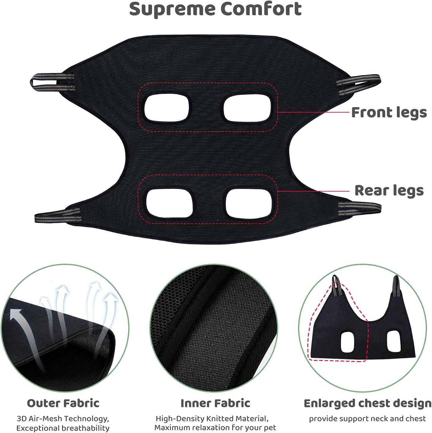 Luxury Dog Grooming Hammock Harness – Professional Pet Sling with Nail Clippers, Nail File & Comb for Large Breeds (Under 80 lbs)