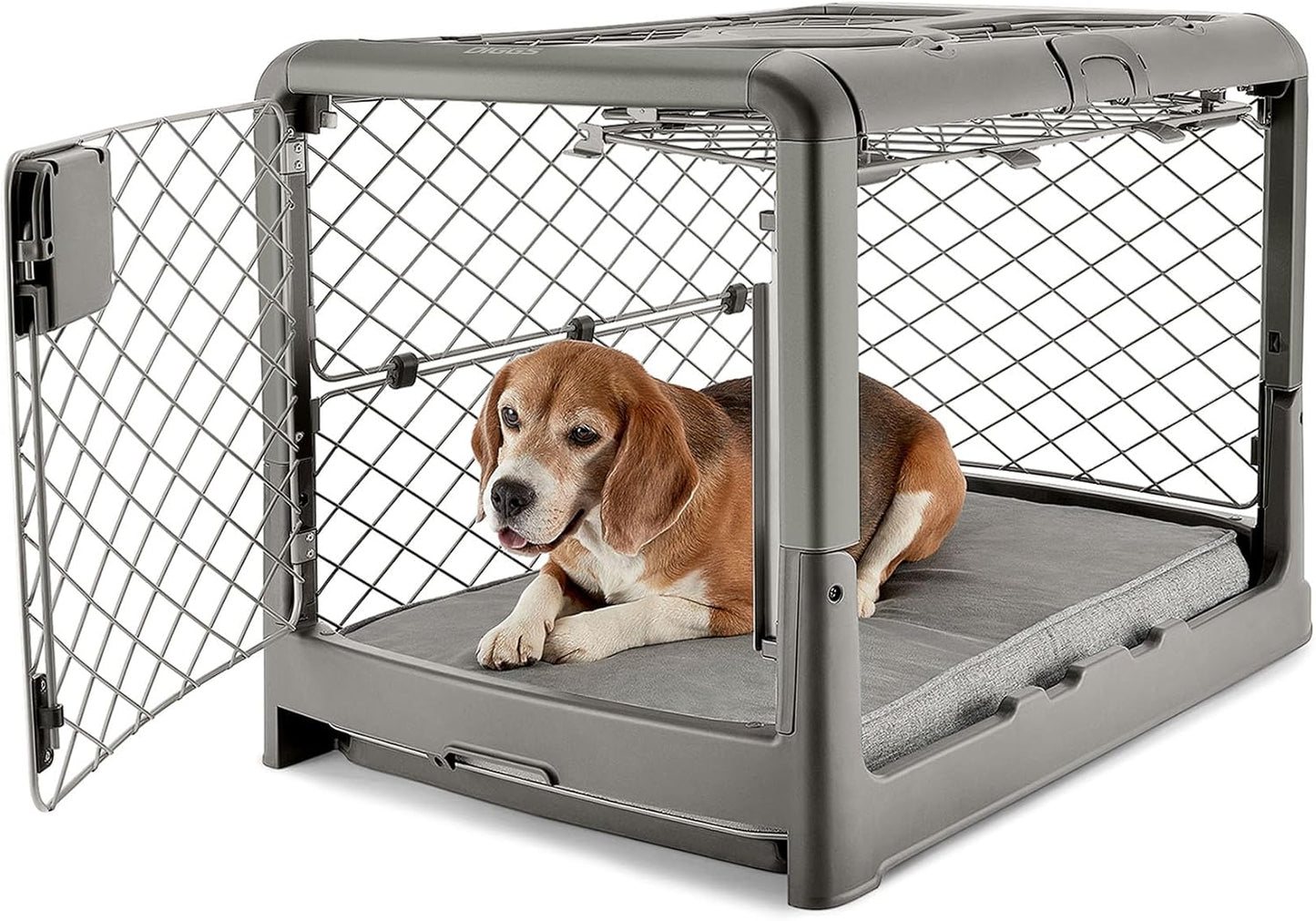 Revol™ Premium Collapsible Dog Crate with Wheels – Chic Foldable Indoor Kennel for Safe, Stylish, Stress-Free Living (Ash, Medium)