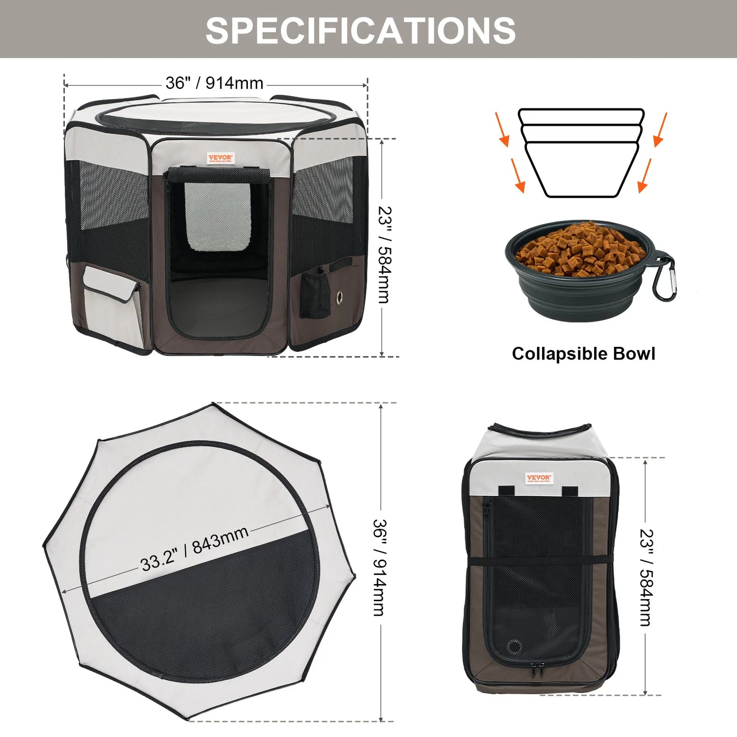Deluxe Foldable Pet Playpen – Waterproof Puppy & Cat Tent Crate with 360° Mesh View, Oxford Fabric & Travel Design for Indoor & Outdoor Use