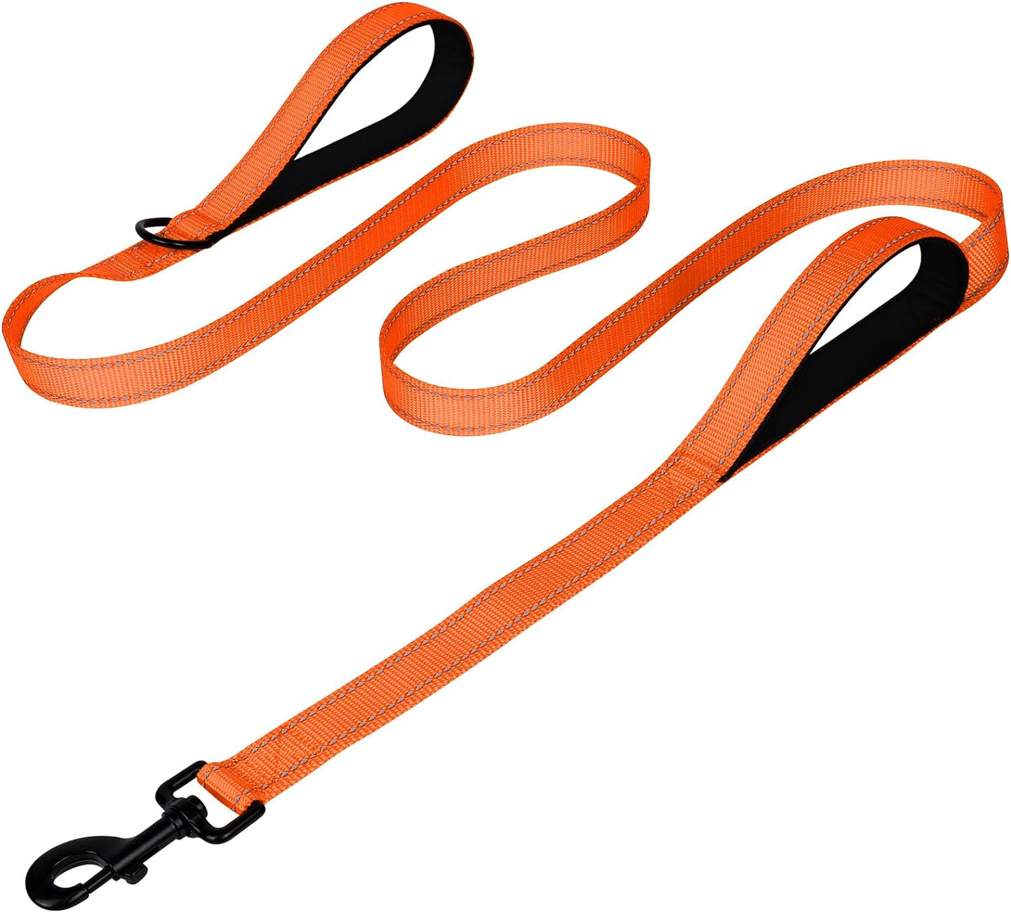 Joytale Luxe Double-Sided Reflective Dog Leash – Heavy-Duty Padded Nylon, 5FT Orange Lead for Medium & Large Dogs, Night Safety + Comfort Grip
