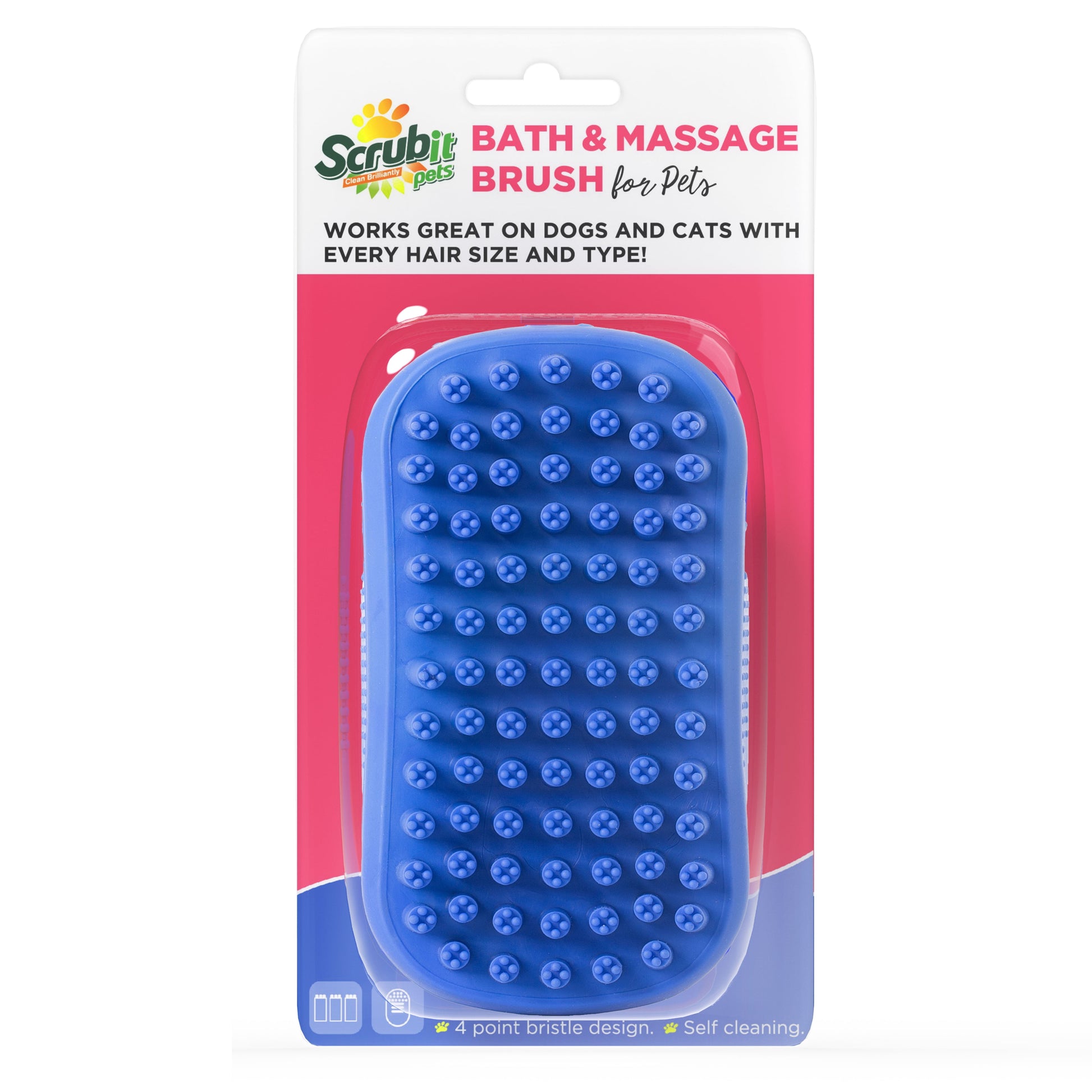 SCRUBIT LuxePet™ Blue Bath & Massage Brush — Premium Rubber Curry Comb for Dogs & Cats, Non-Slip Grip, Self-Cleaning Bristles, All Coat Types