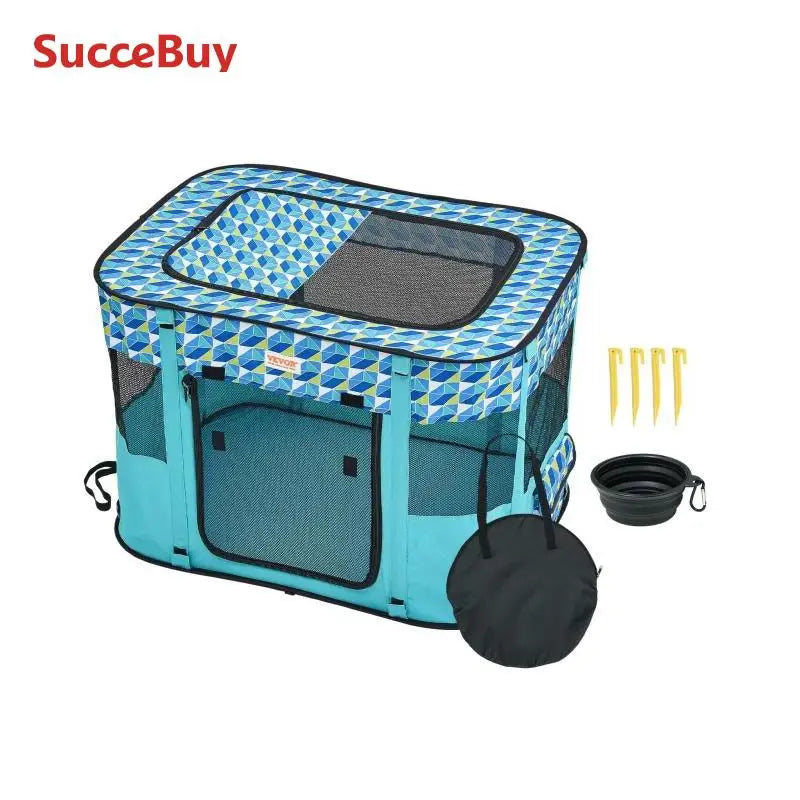Deluxe Foldable Pet Playpen – Waterproof Puppy & Cat Tent Crate with 360° Mesh View, Oxford Fabric & Travel Design for Indoor & Outdoor Use