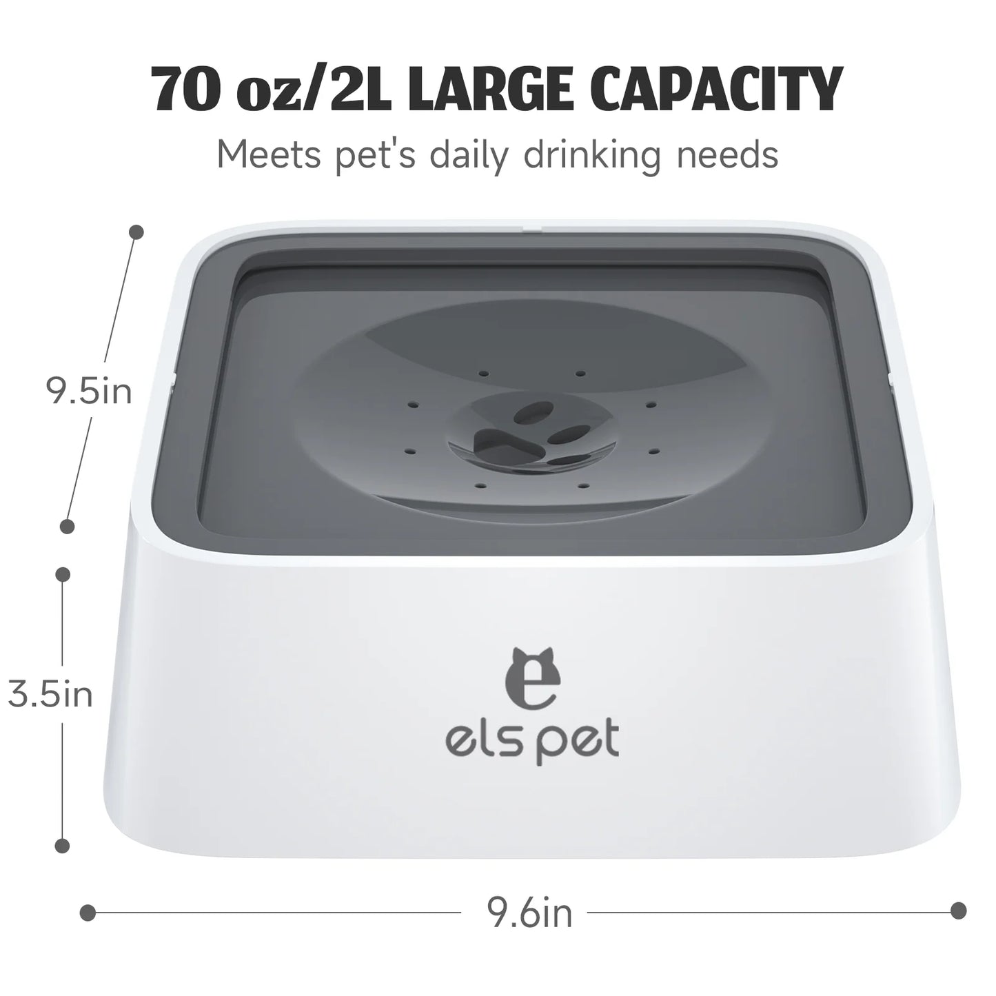 Dog Water Bowl 70Oz No Spill Slow Feeder Vehicle Carried 2L Pet Cat Water Dispenser Travel Bowl