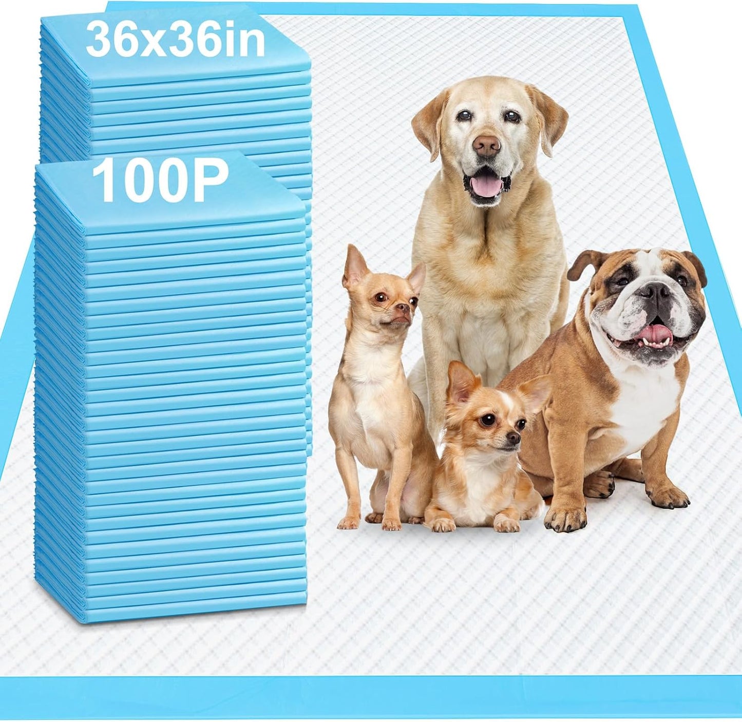 XXXXL Ultra-Absorbent Luxury Dog Pee Pads (36"x36") – Heavy-Duty, Leakproof, Quick-Dry Puppy Pads with 12-Cup Capacity, 6-Layer Protection for Dogs, Cats & Pets, Pack of 30
