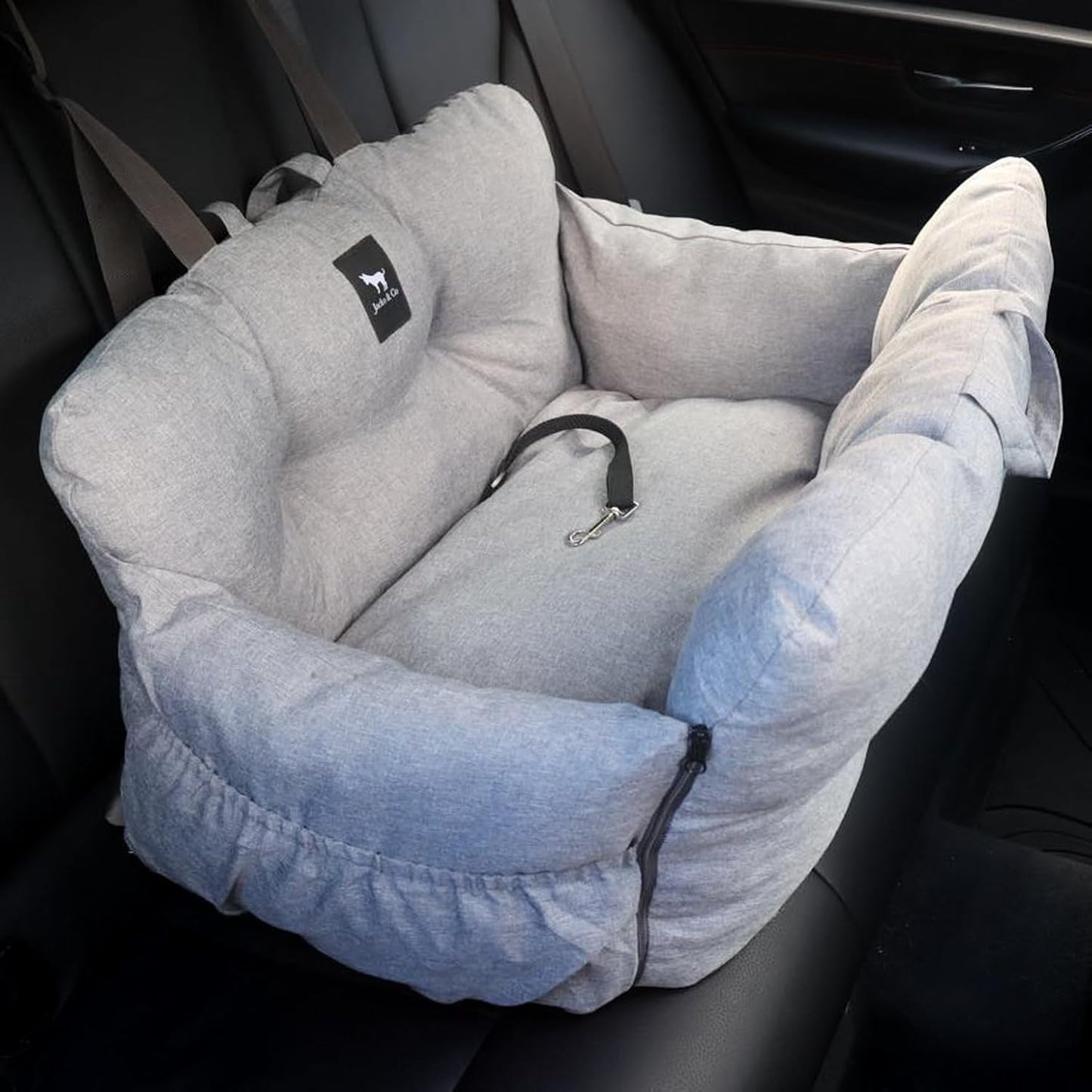 Pawsh & Co™ LuxeRide Dog Car Seat Bed – Plush Travel Carrier for Small & Medium Dogs (1–25lbs), Cushioned, Water-Resistant, Machine Washable, Convertible Design – Jet Black Elegance