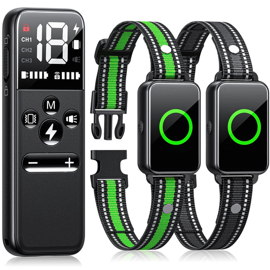Luxury Smart Dog Training Collar for 2 Dogs : 2600ft Remote, Waterproof E-Collar with Adjustable Vibration, Gentle Shock, Beep, Fast Charging, for Small, Medium & Large Breeds