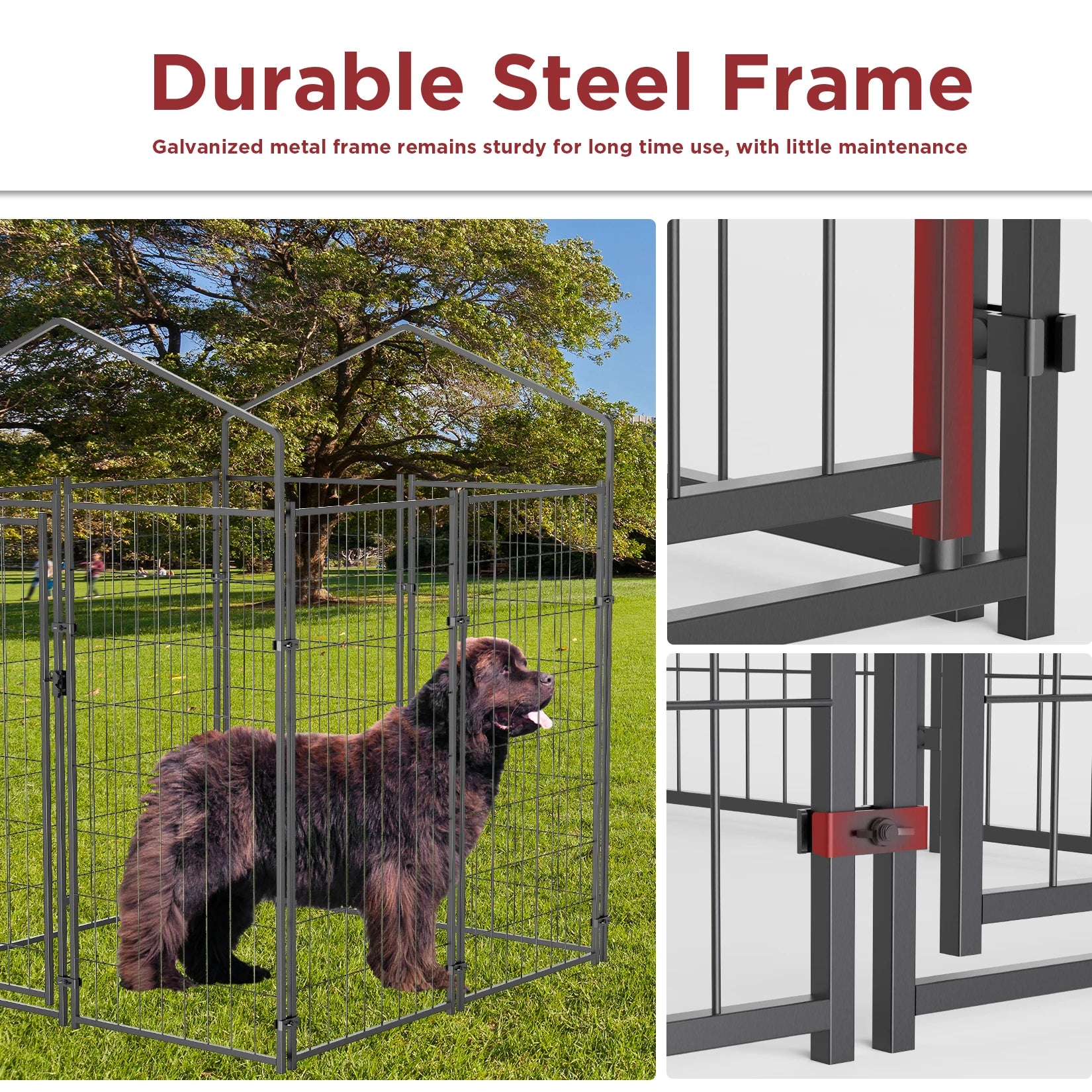 EliteGuard™ Outdoor Dog Kennel with Roof – Heavy-Duty Welded Metal Playpen with Waterproof UV-Proof Cover (Large & Small Sizes)
