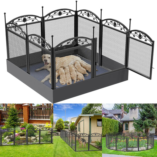 EliteFold™ Luxury 8-Panel Dog Playpen Fence with Waterproof Pad – Heavy-Duty Indoor Outdoor Puppy Exercise Crate