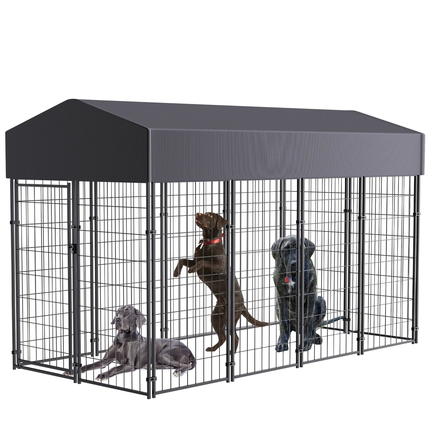 EliteGuard™ Outdoor Dog Kennel with Roof – Heavy-Duty Welded Metal Playpen with Waterproof UV-Proof Cover (Large & Small Sizes)