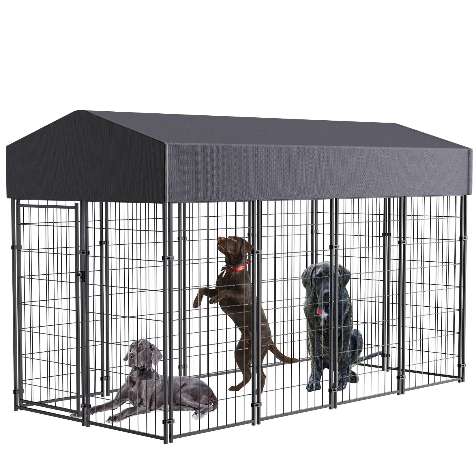 EliteGuard™ Outdoor Dog Kennel with Roof – Heavy-Duty Welded Metal Playpen with Waterproof UV-Proof Cover (Large & Small Sizes)
