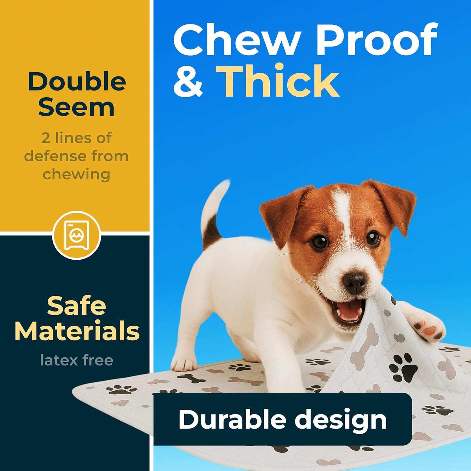  Luxury Washable Pee Pads for Dogs : Waterproof, Chew-Proof, Reusable Puppy Training Pads with Anti-Slip Backing (2-Pack, 30x34”) for Playpen, Crate, & Whelping Box