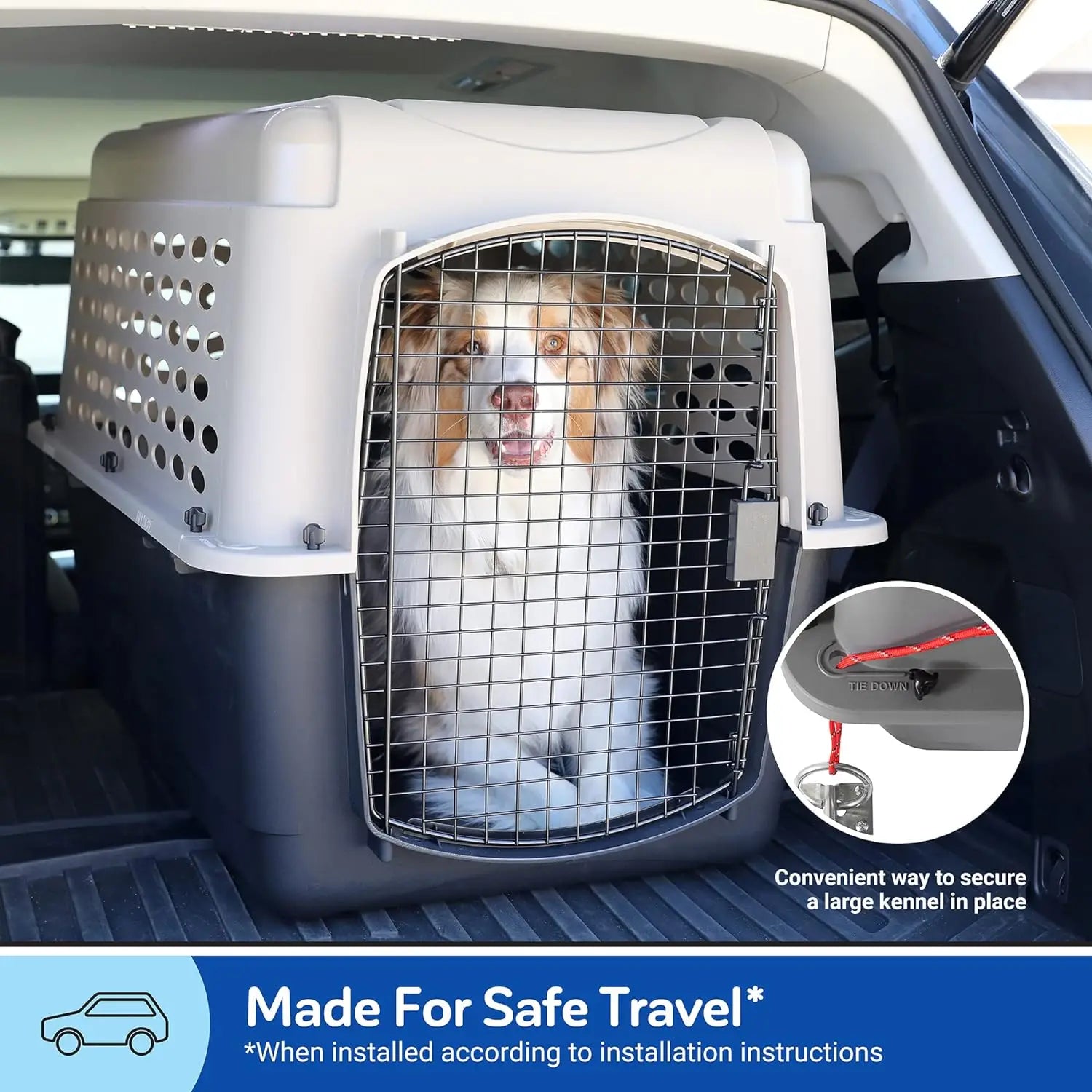 40" Premium Vari Dog Kennel – Airline-Approved Portable Crate for Large Breeds (70–90lbs), Elegant Taupe & Black, Made in USA